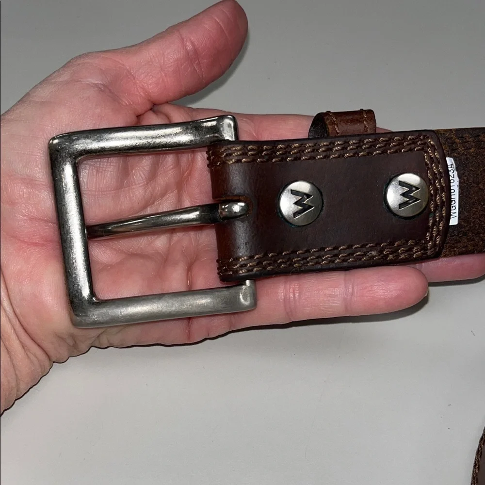 Brown Leather Belt with Silver Buckle